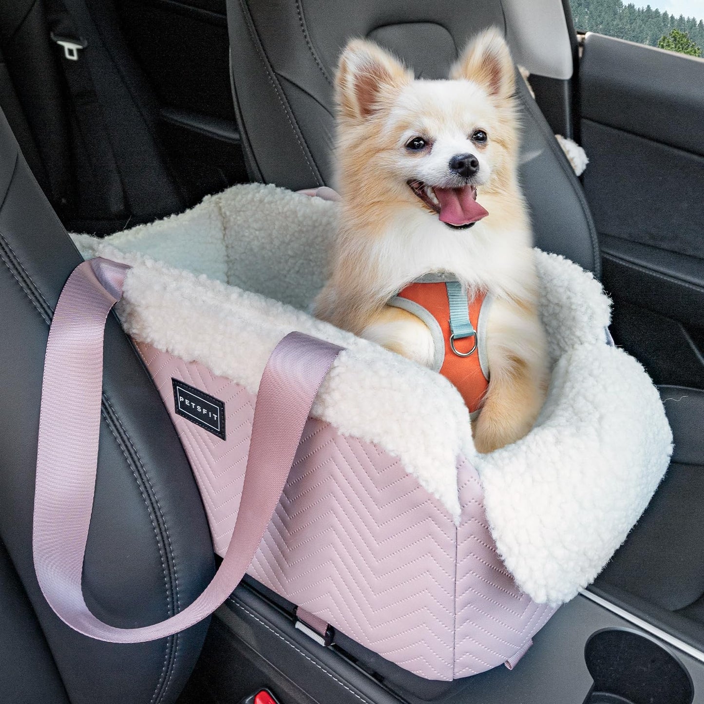 Luxury Petsfit Travel Seat for Cats and Dogs up to 12 lbs with Safety Features - Pink