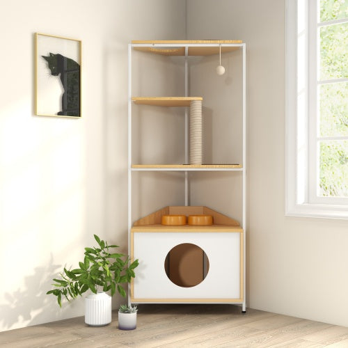 Indoor Cat Condo with Feeding Station