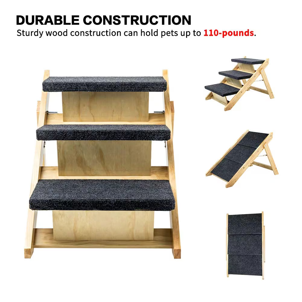 3-Level Wooden Pet Steps and Ramp