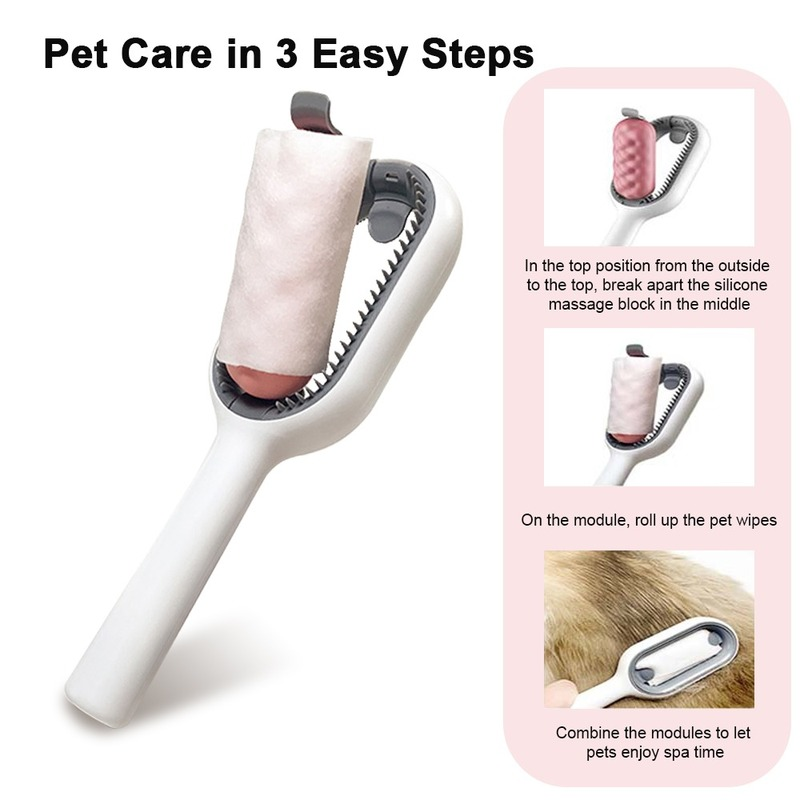 Dual Pet Grooming Set: Brush & Wipes