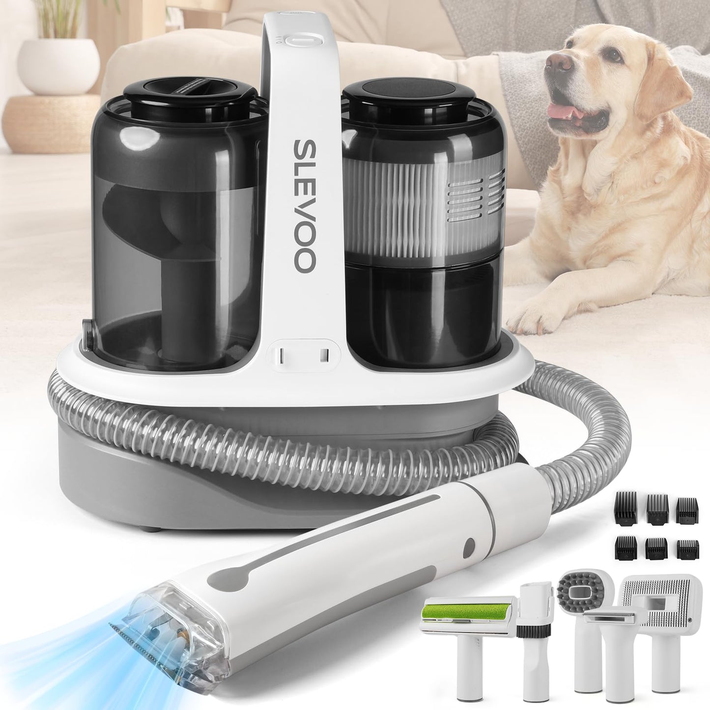 Slevoo Silent Pet Grooming Vacuum Kit with HEPA Filter