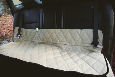 Plush Paws Products Premium Just Bench Car Seat Protector | Diamond Stitching | Washable & Waterproof Bench Seat Dog Cover Car Truck & SUV | Nonslip Tear Resistant Pet Seat Cover | Tan
