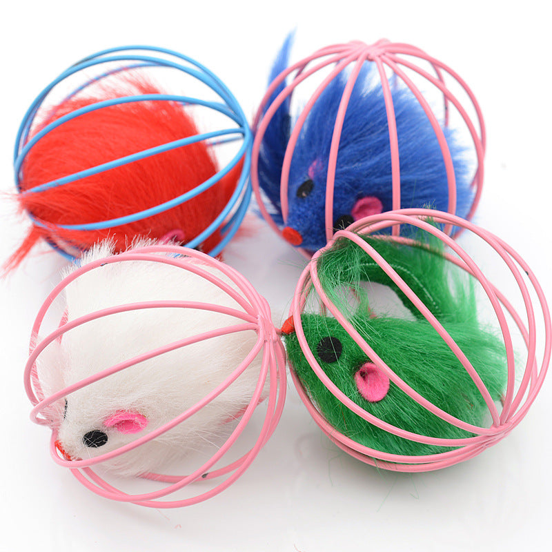 Furry Fun Mouse Cage Toy for Cats