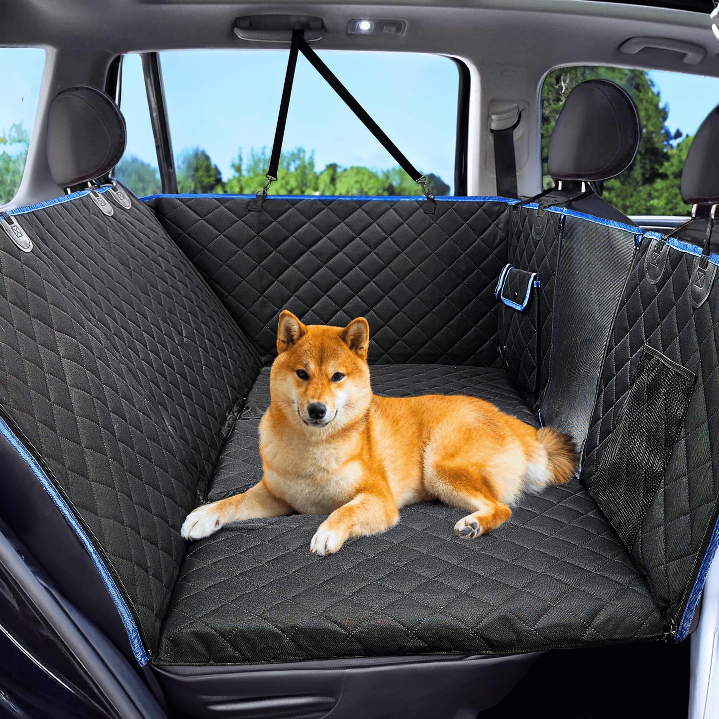 SCRUFFGUARD Dog Car Hammock - Waterproof & Nonslip Seat Protector with Mesh & Pockets