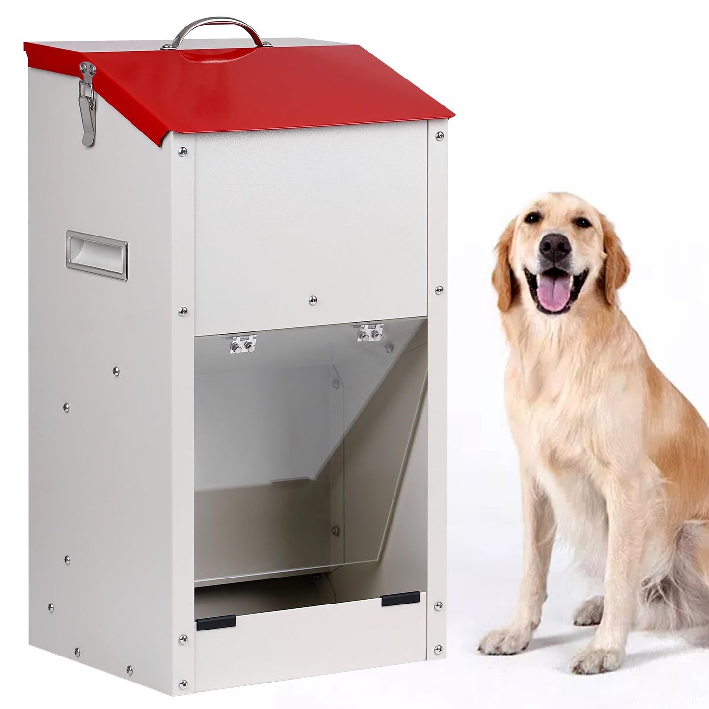KHEARPSL Steel Auto Dog Feeder 25lb Large Breed Gravity Dispenser