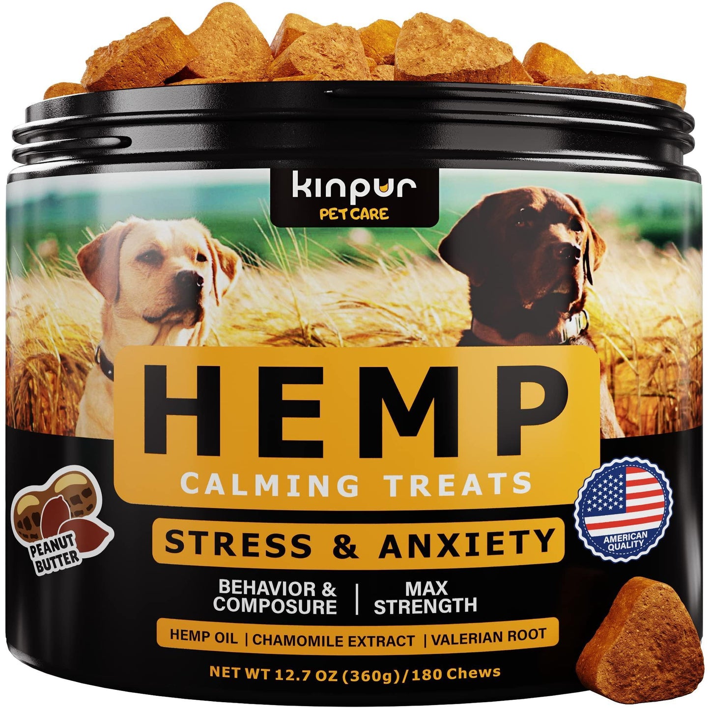 Soothing Hemp & Valerian Dog Chews - Peanut Butter Flavor