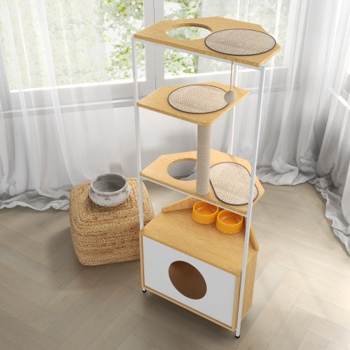 Indoor Cat Condo with Feeding Station
