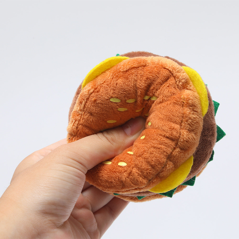 Chewable Hamburger Plush for Dogs - With Sound